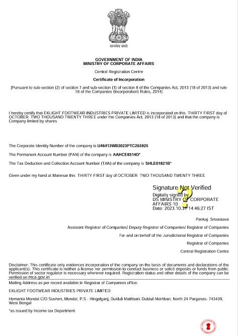 Certificate of Incorporation Preview